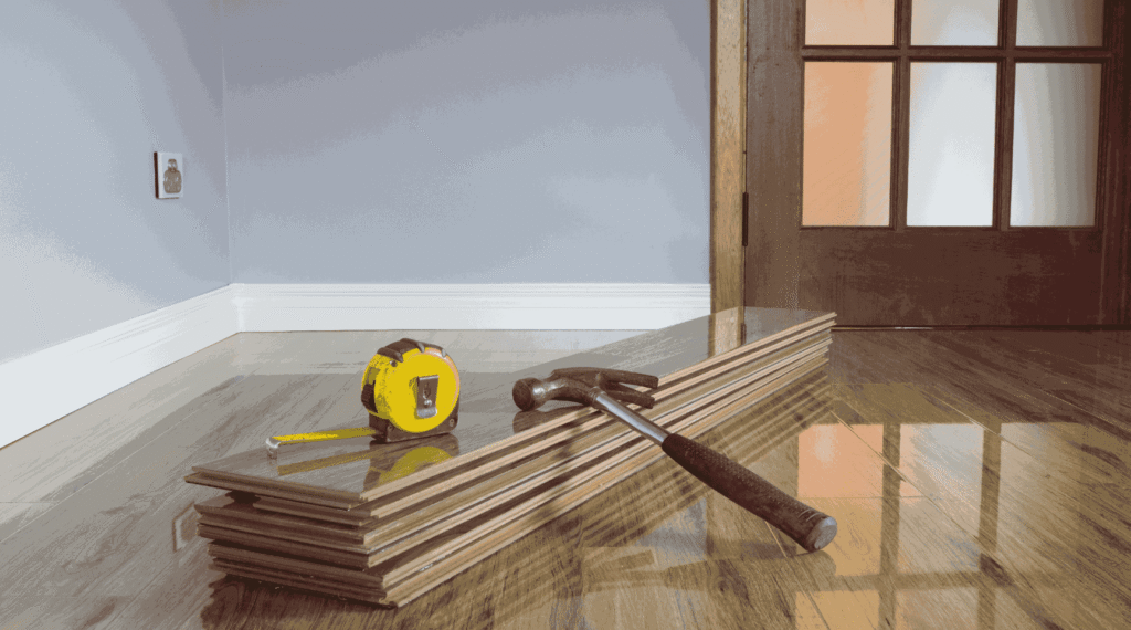 hardwood floors being installed