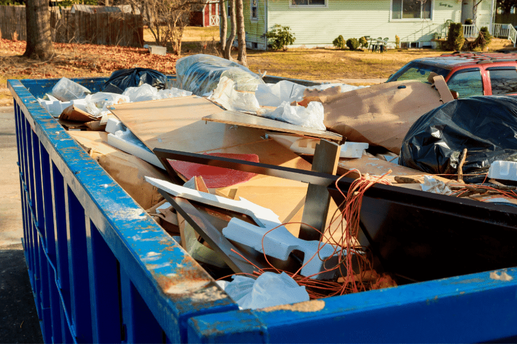 garbage in junk removal bin